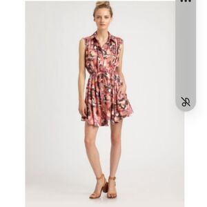 Thakoon Addition 100% Silk Camouflage Shirt Dress